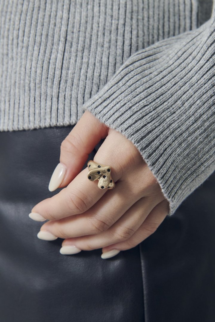 ドット ハート メタル リング