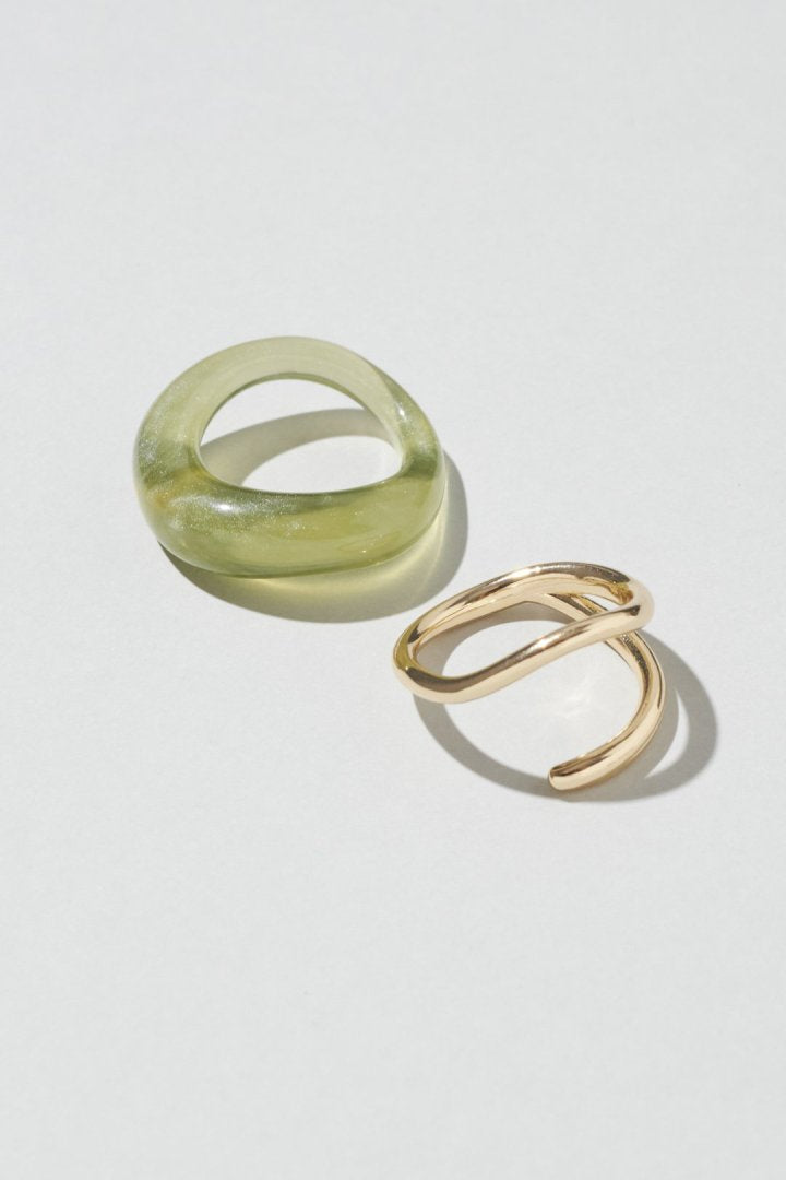 クリア カラー × メタル セット リング