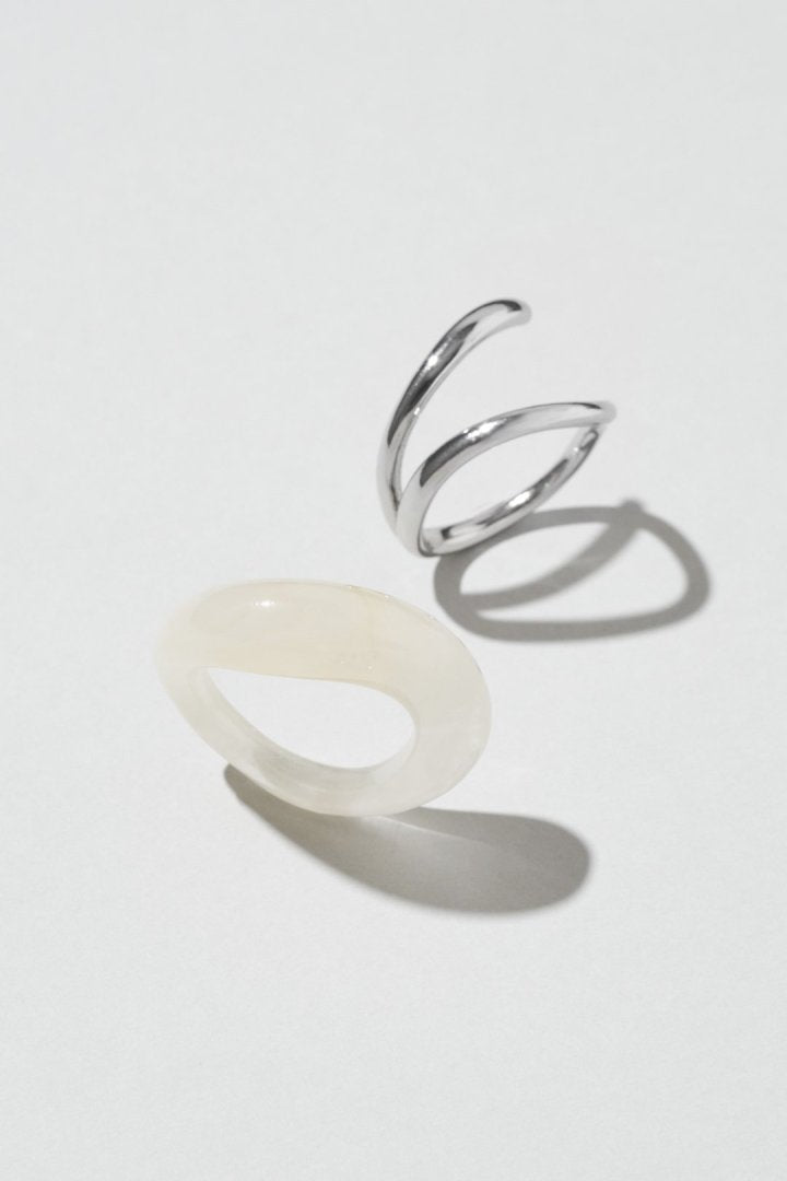 クリア カラー × メタル セット リング