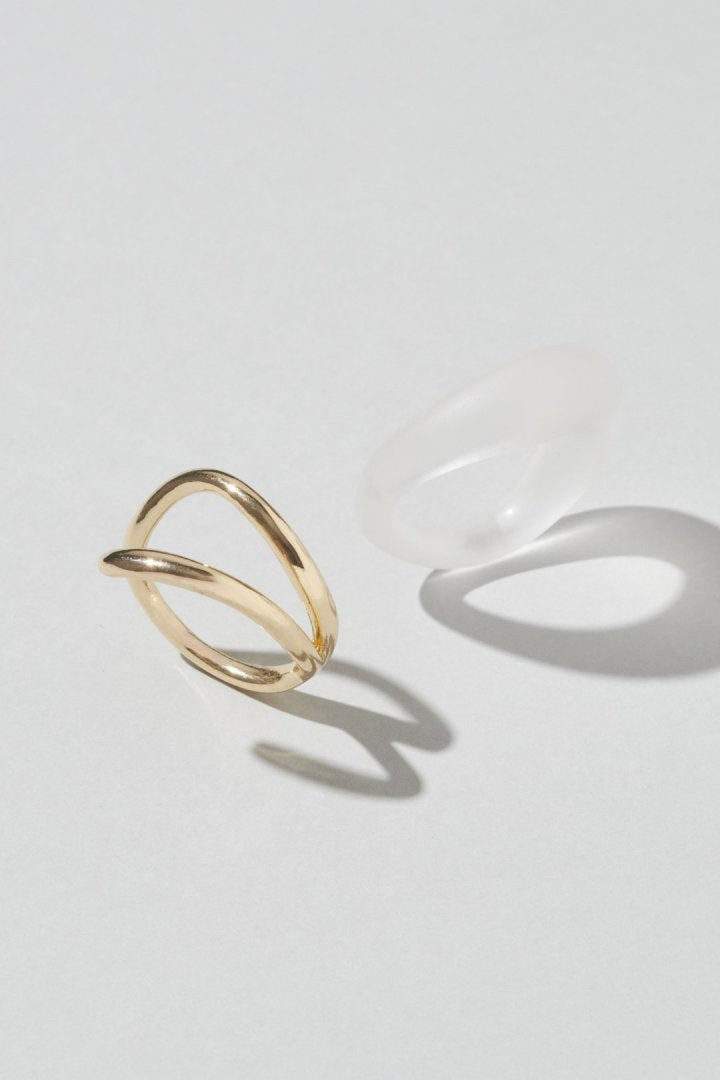 クリア カラー × メタル セット リング