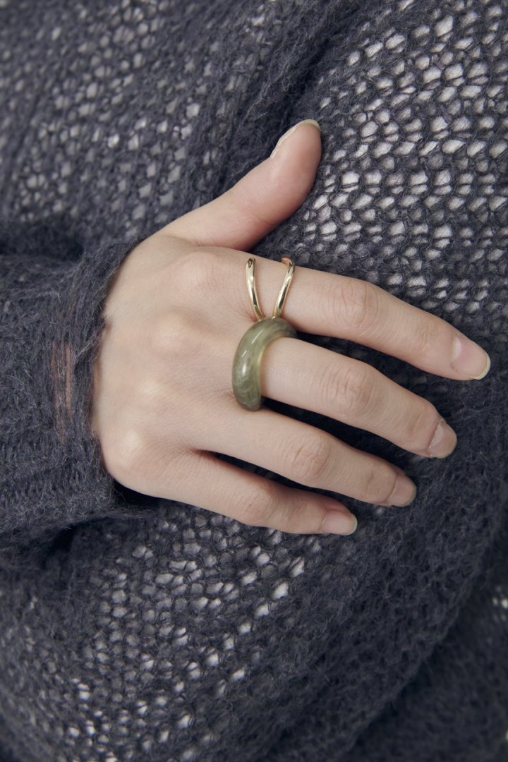 クリア カラー × メタル セット リング