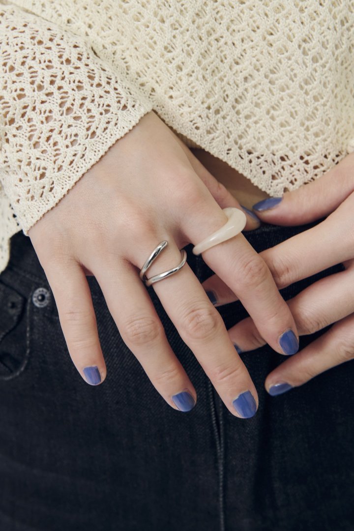 クリア カラー × メタル セット リング