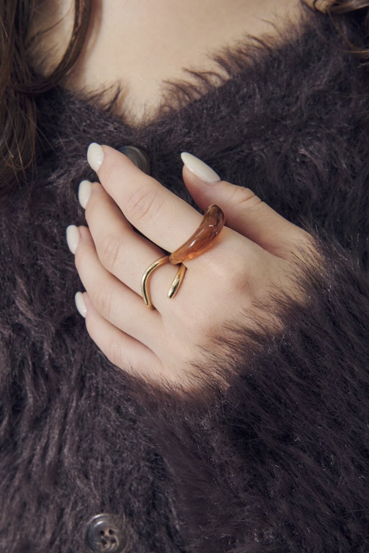 クリア カラー × メタル セット リング