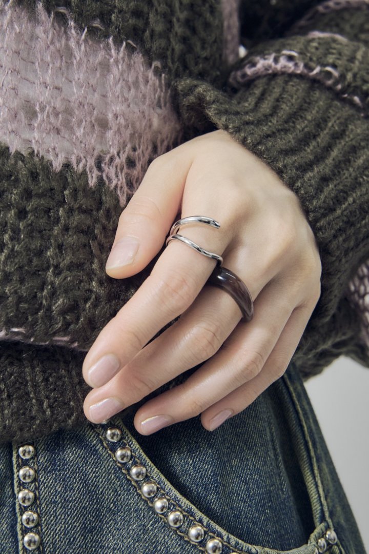 クリア カラー × メタル セット リング