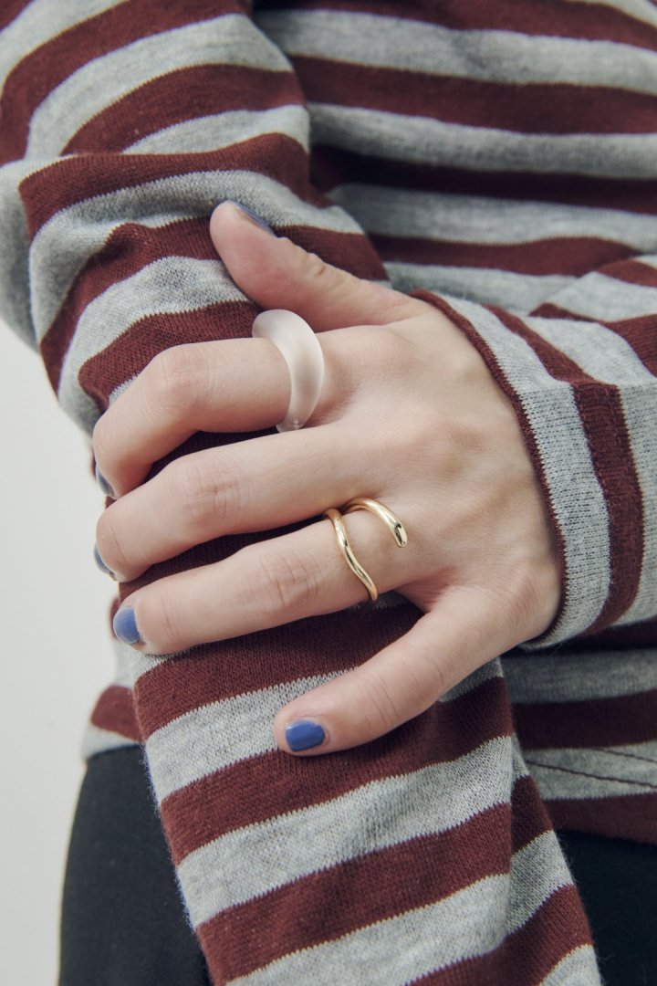 クリア カラー × メタル セット リング