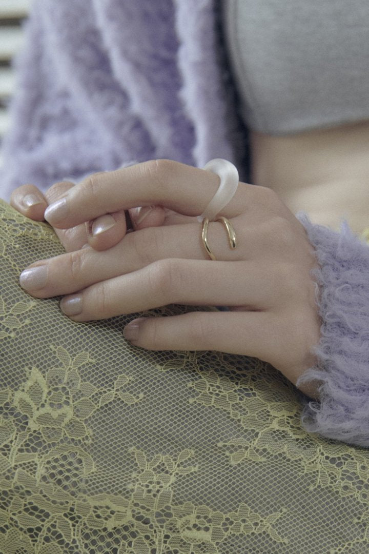 クリア カラー × メタル セット リング