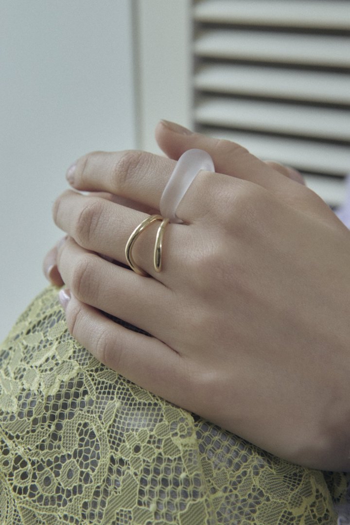 クリア カラー × メタル セット リング