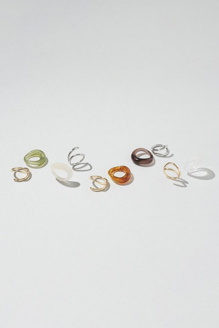 クリア カラー × メタル セット リング