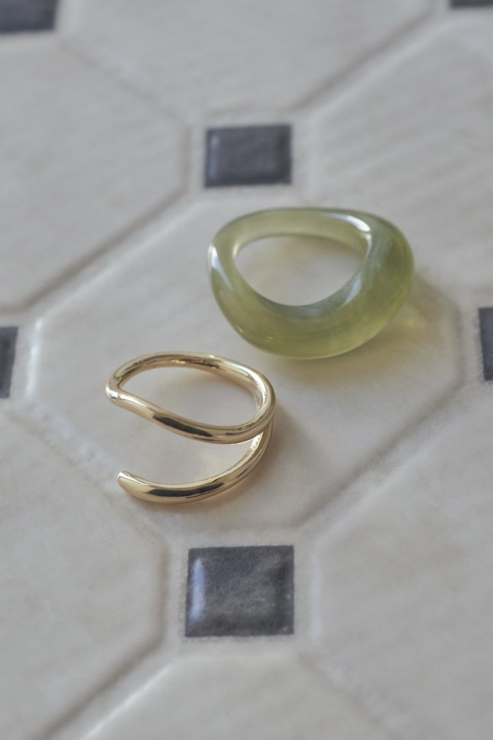 クリア カラー × メタル セット リング