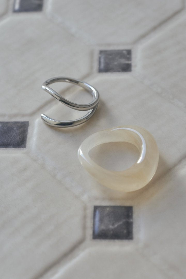 クリア カラー × メタル セット リング