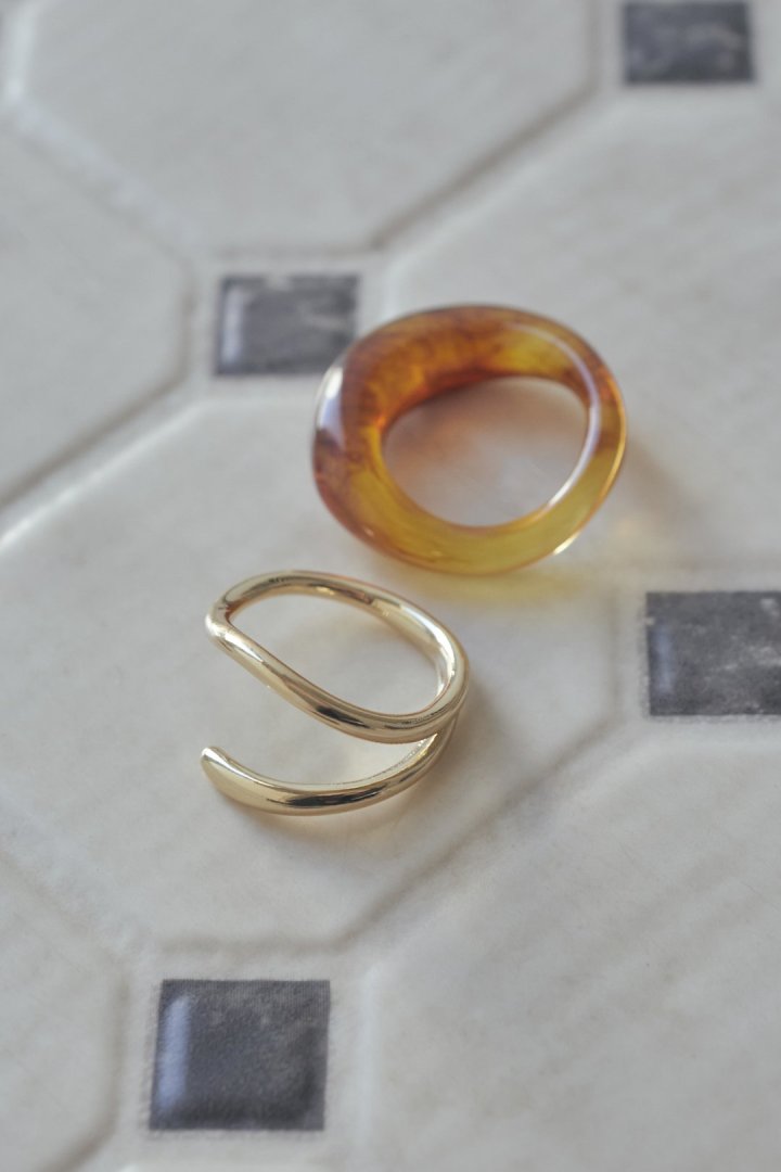 クリア カラー × メタル セット リング