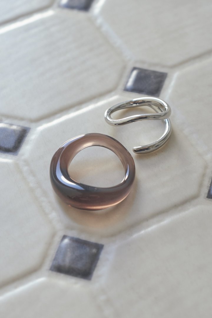 クリア カラー × メタル セット リング