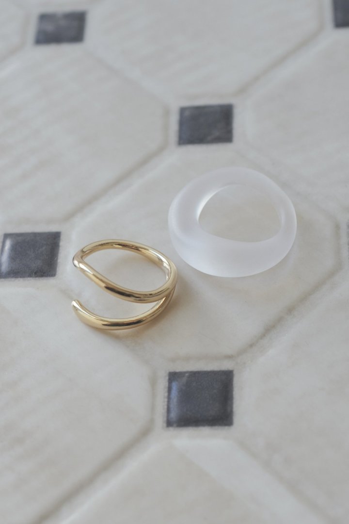 クリア カラー × メタル セット リング