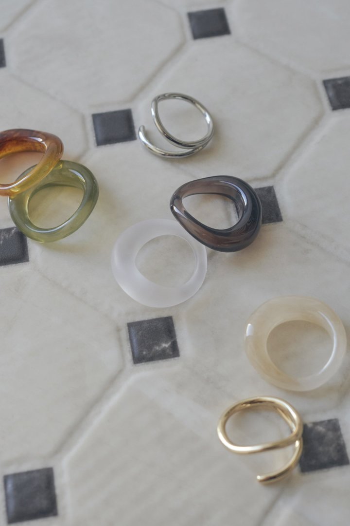 クリア カラー × メタル セット リング