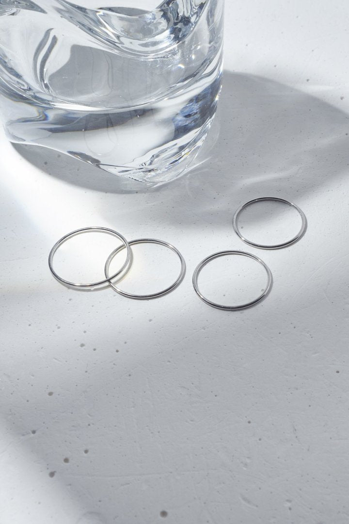 4PCS スリム ステンレス セット リング