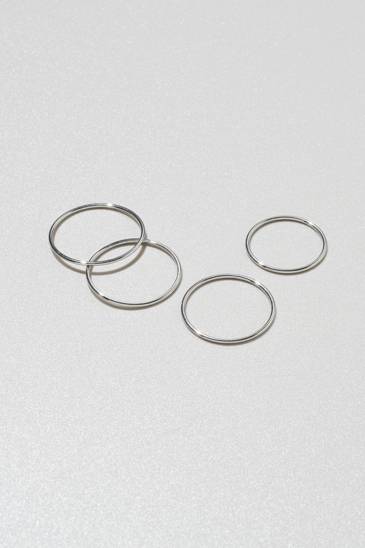 4PCS スリム ステンレス セット リング