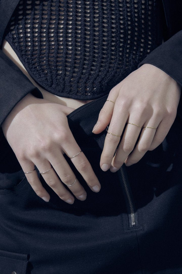 4PCS スリム ステンレス セット リング