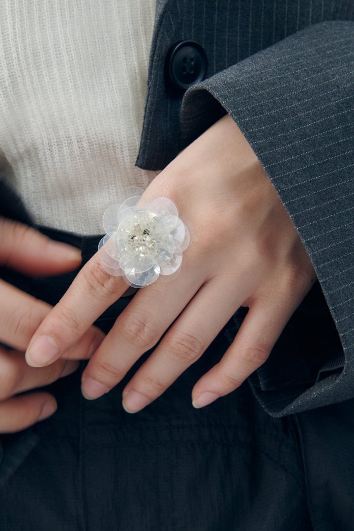 スパンコール フラワー リング