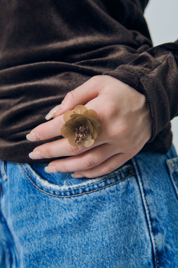 スパンコール フラワー リング