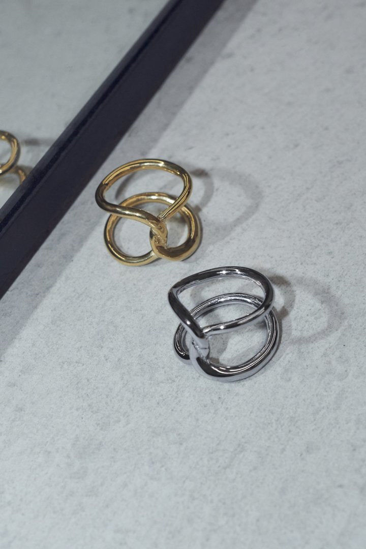 ワイド ループ ライン クロス ステンレス リング