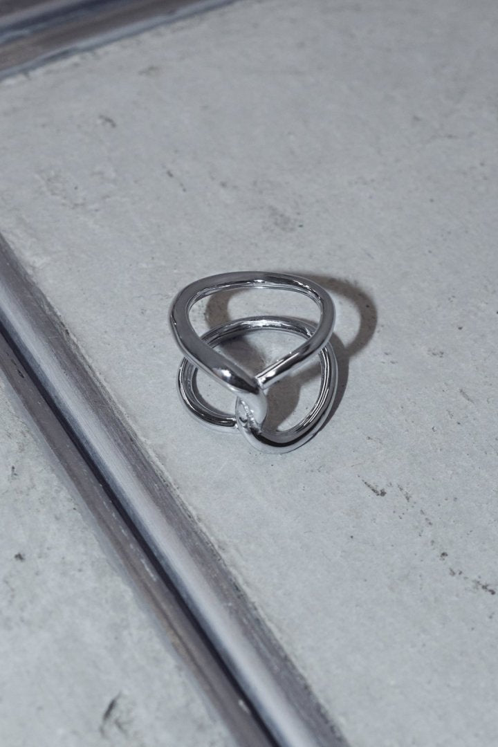 ワイド ループ ライン クロス ステンレス リング