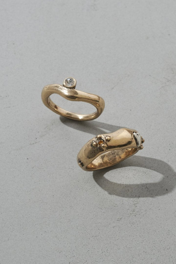 ヴィンテージ ハート エンベッド セット リング