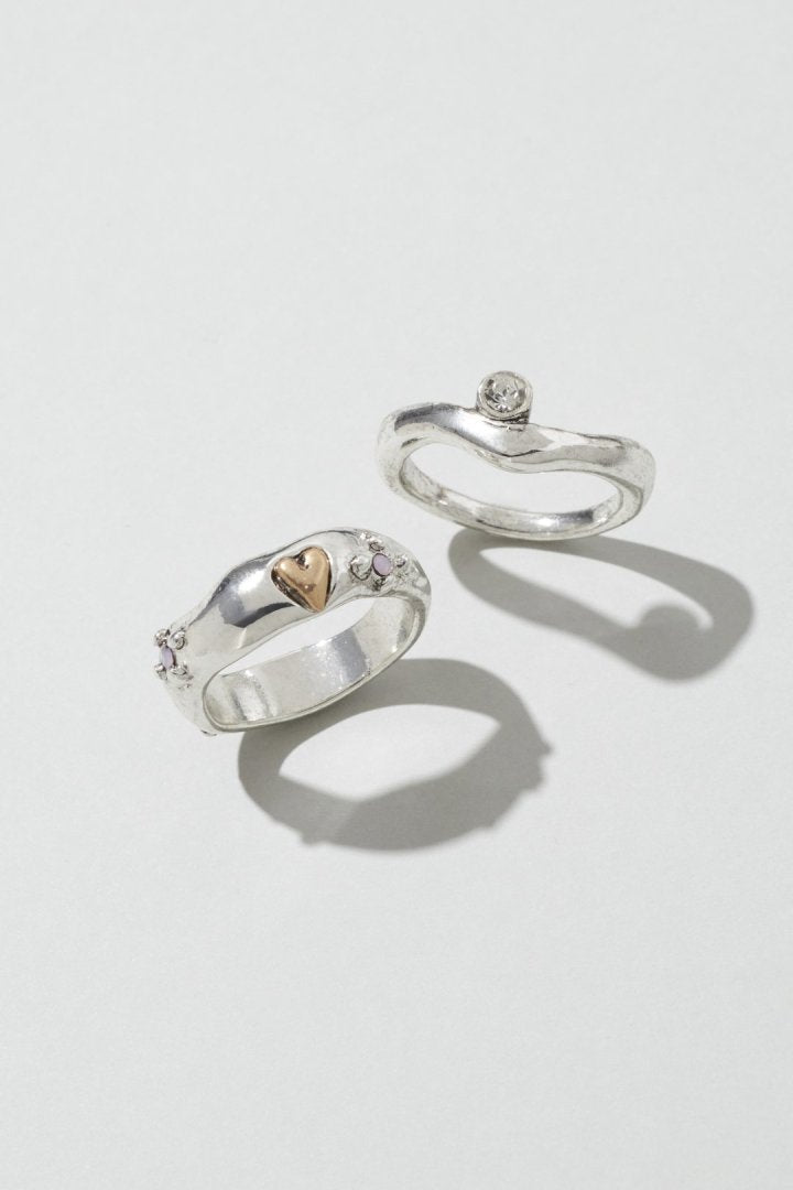 ヴィンテージ ハート エンベッド セット リング