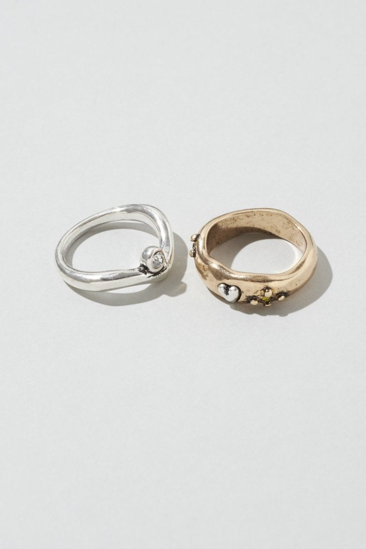 ヴィンテージ ハート エンベッド セット リング