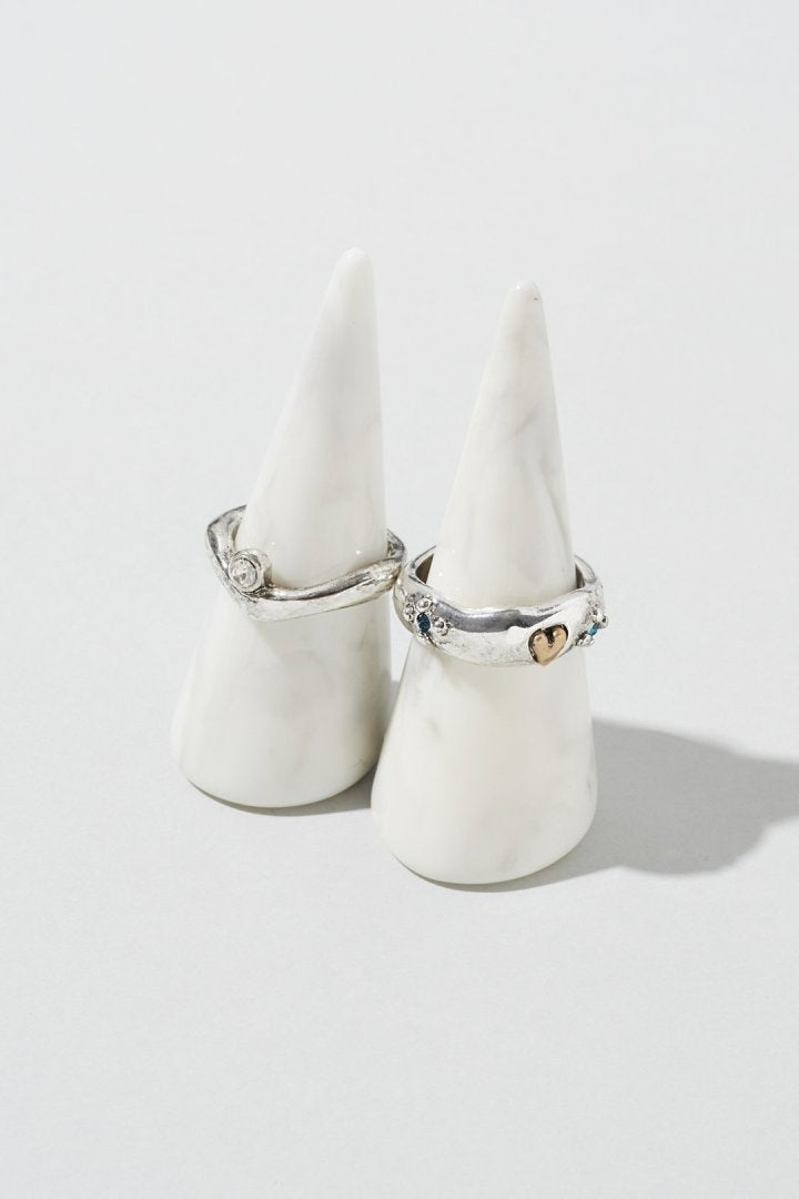 ヴィンテージ ハート エンベッド セット リング