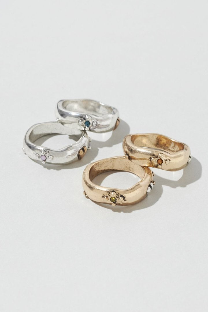 ヴィンテージ ハート エンベッド セット リング