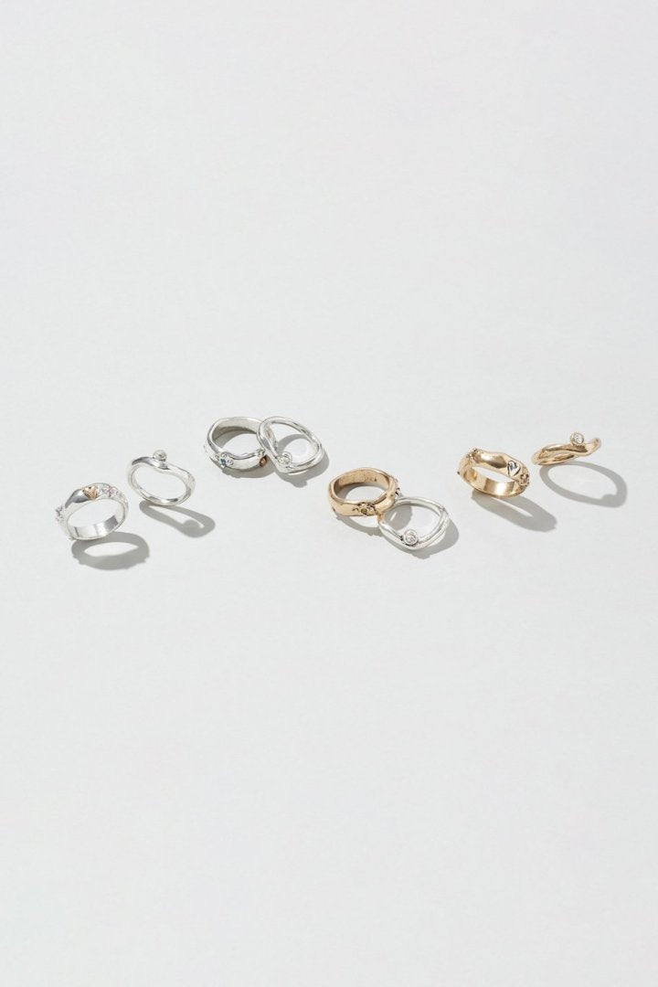 ヴィンテージ ハート エンベッド セット リング