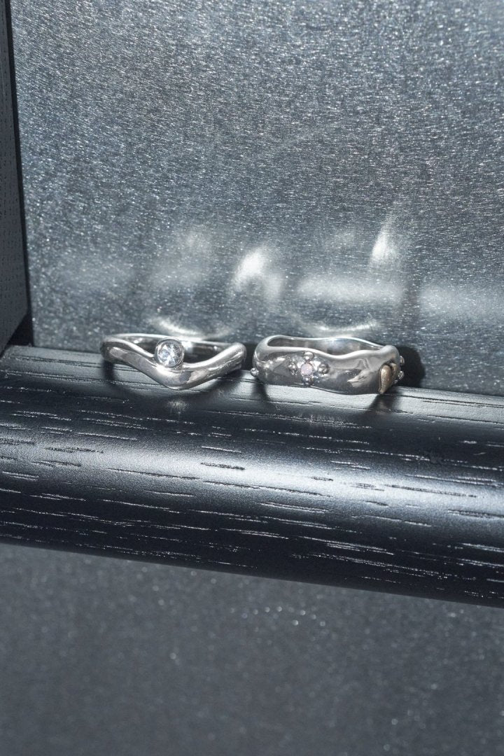 ヴィンテージ ハート エンベッド セット リング