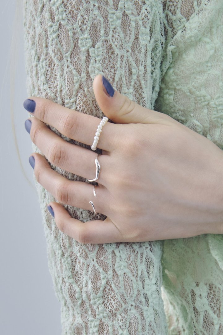 3PCS フレッシュ ウォーター パール メタル セット リング