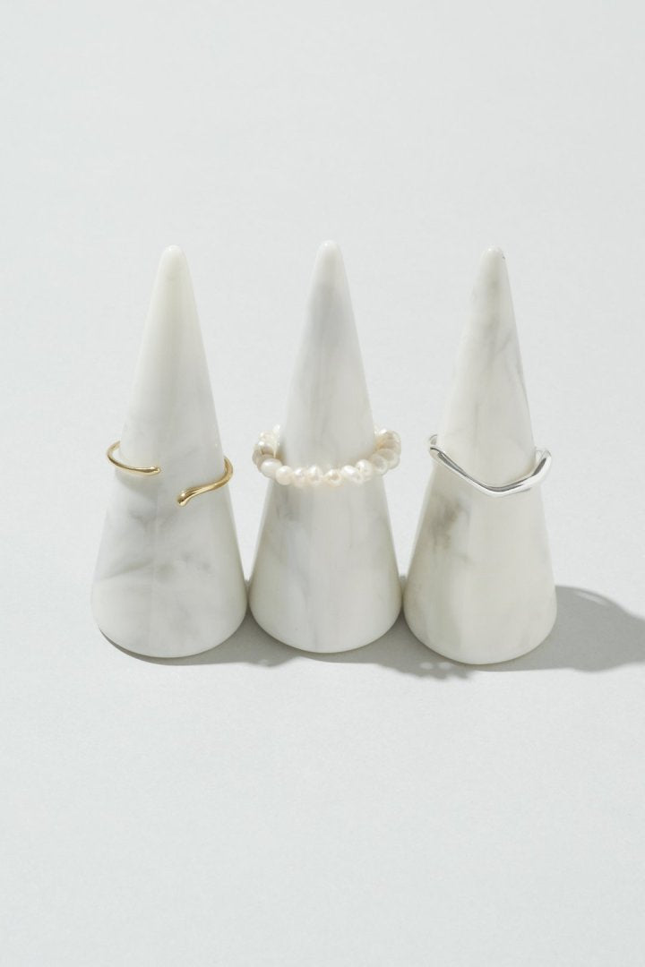 3PCS フレッシュ ウォーター パール メタル セット リング