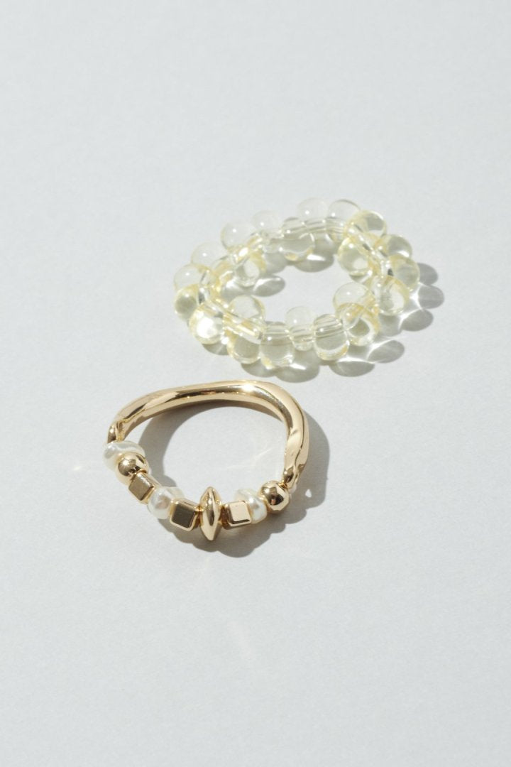 ニュートラル カラー ビーズ セット リング