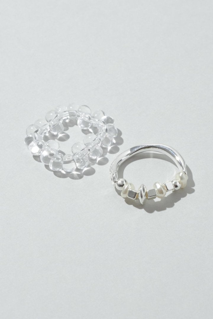 ニュートラル カラー ビーズ セット リング