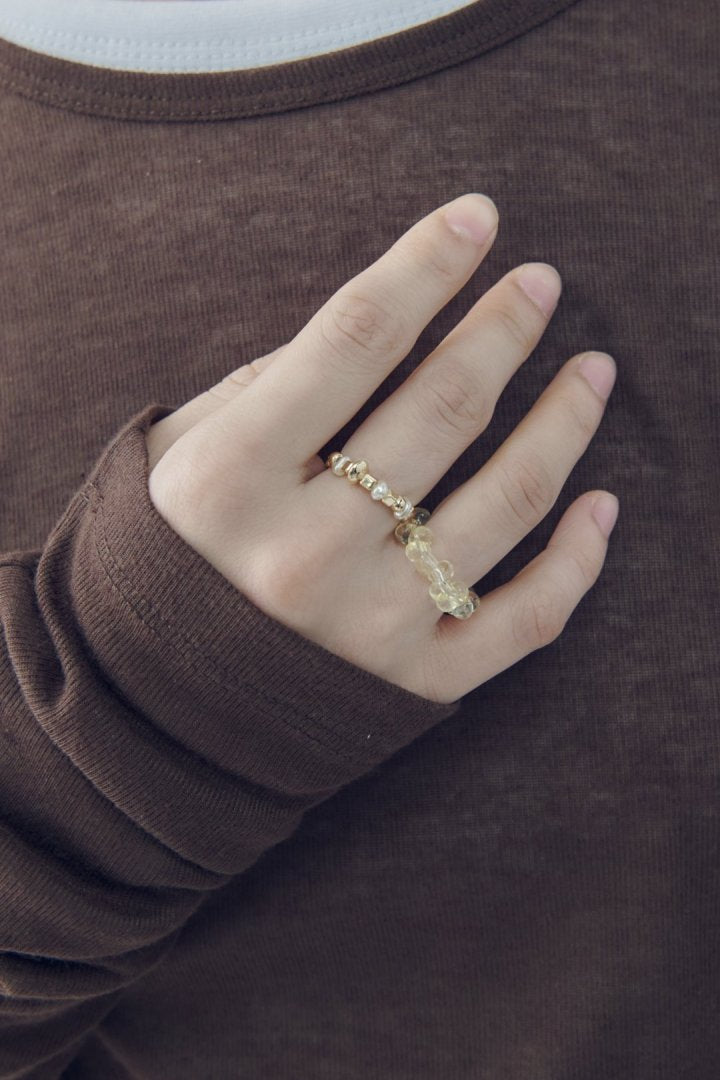 ニュートラル カラー ビーズ セット リング