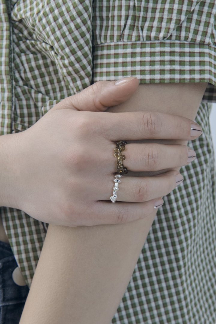 ニュートラル カラー ビーズ セット リング