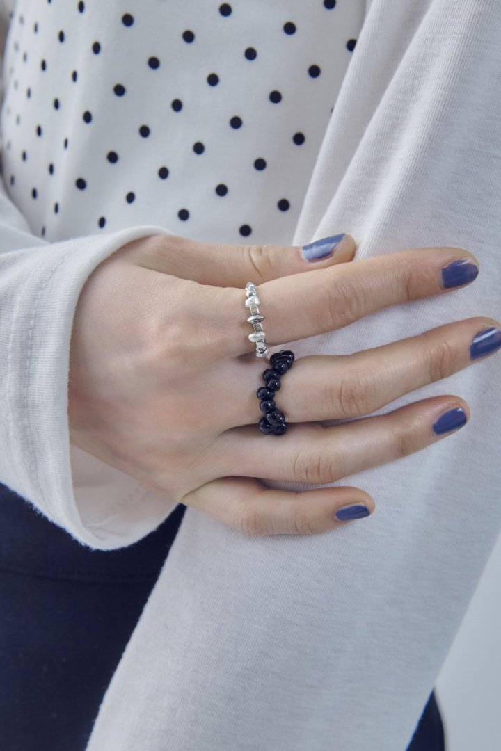 ニュートラル カラー ビーズ セット リング