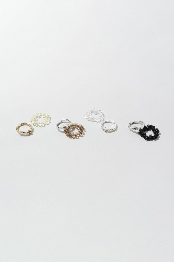 ニュートラル カラー ビーズ セット リング