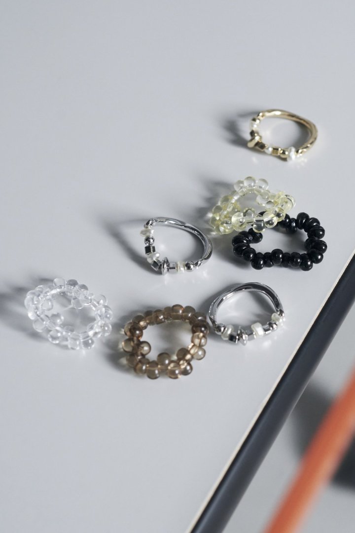 ニュートラル カラー ビーズ セット リング