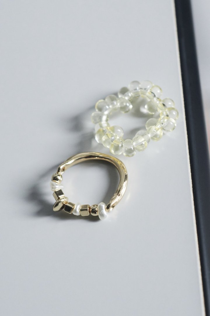 ニュートラル カラー ビーズ セット リング