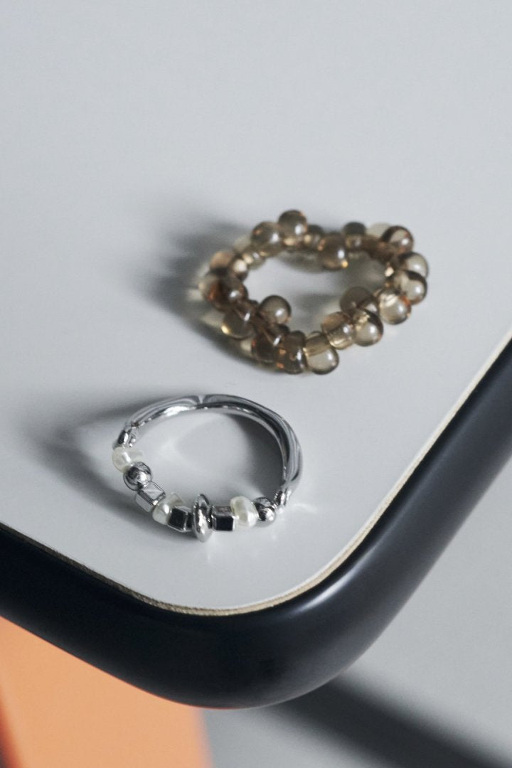 ニュートラル カラー ビーズ セット リング