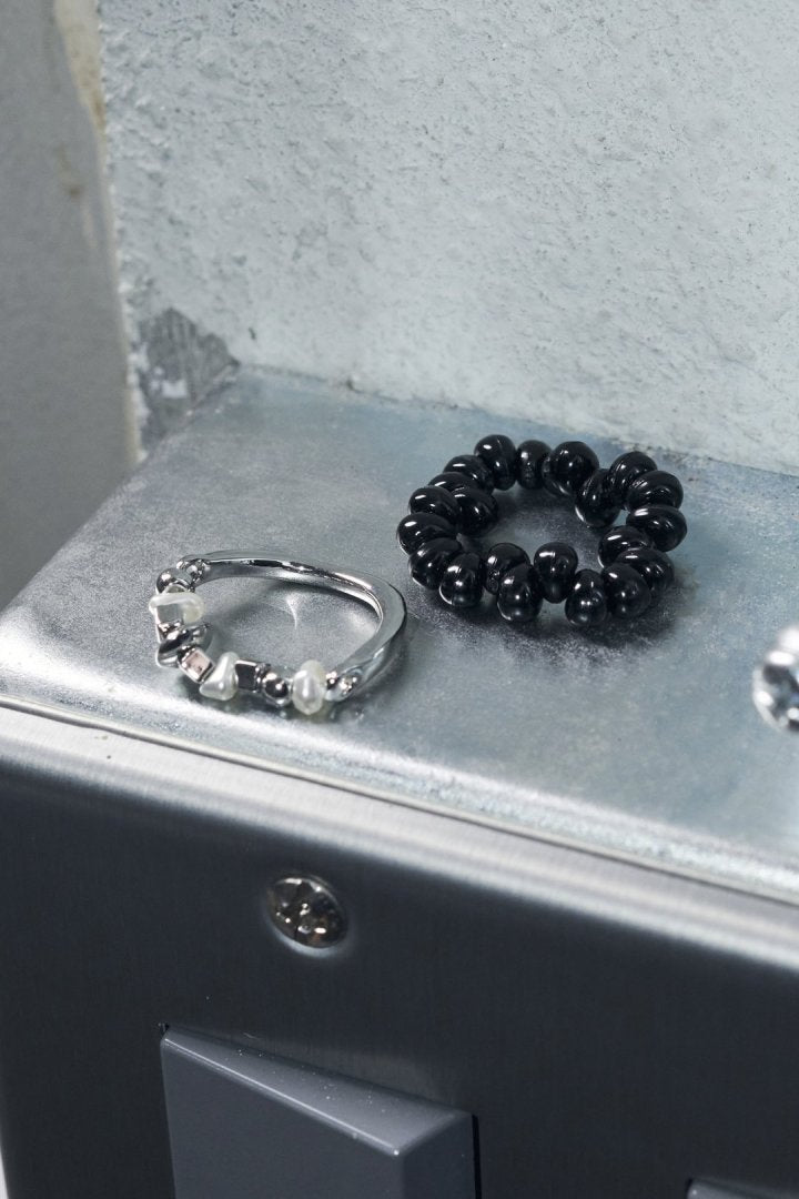ニュートラル カラー ビーズ セット リング