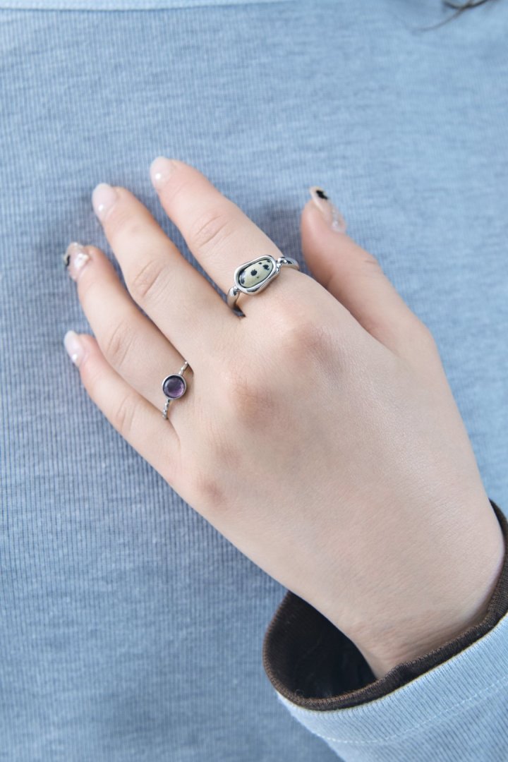 ダルメシアン × カラー ストーン セット リング