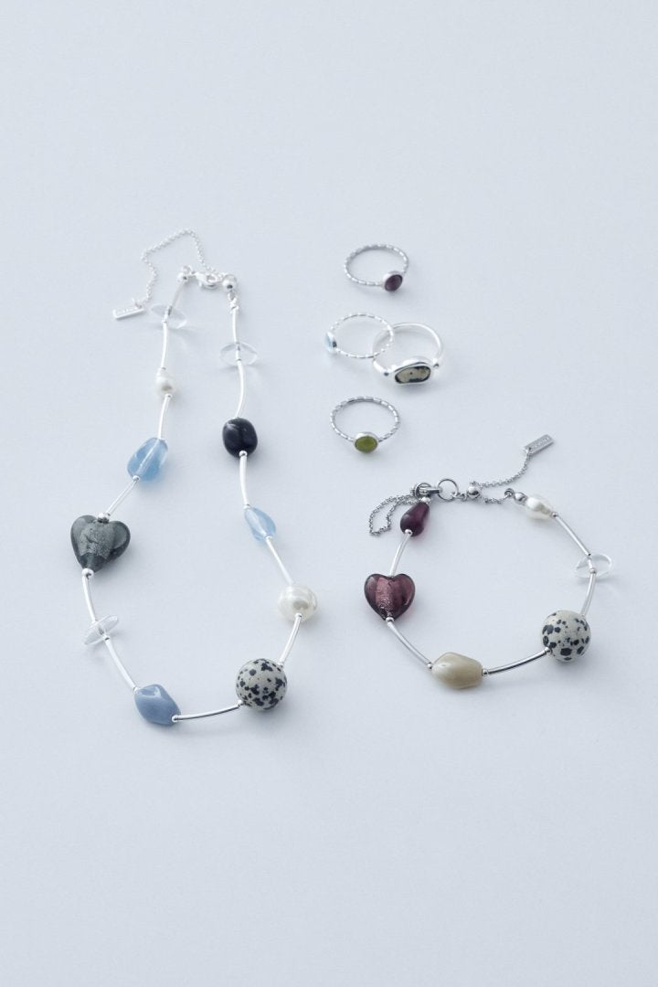 ダルメシアン × カラー ストーン セット リング