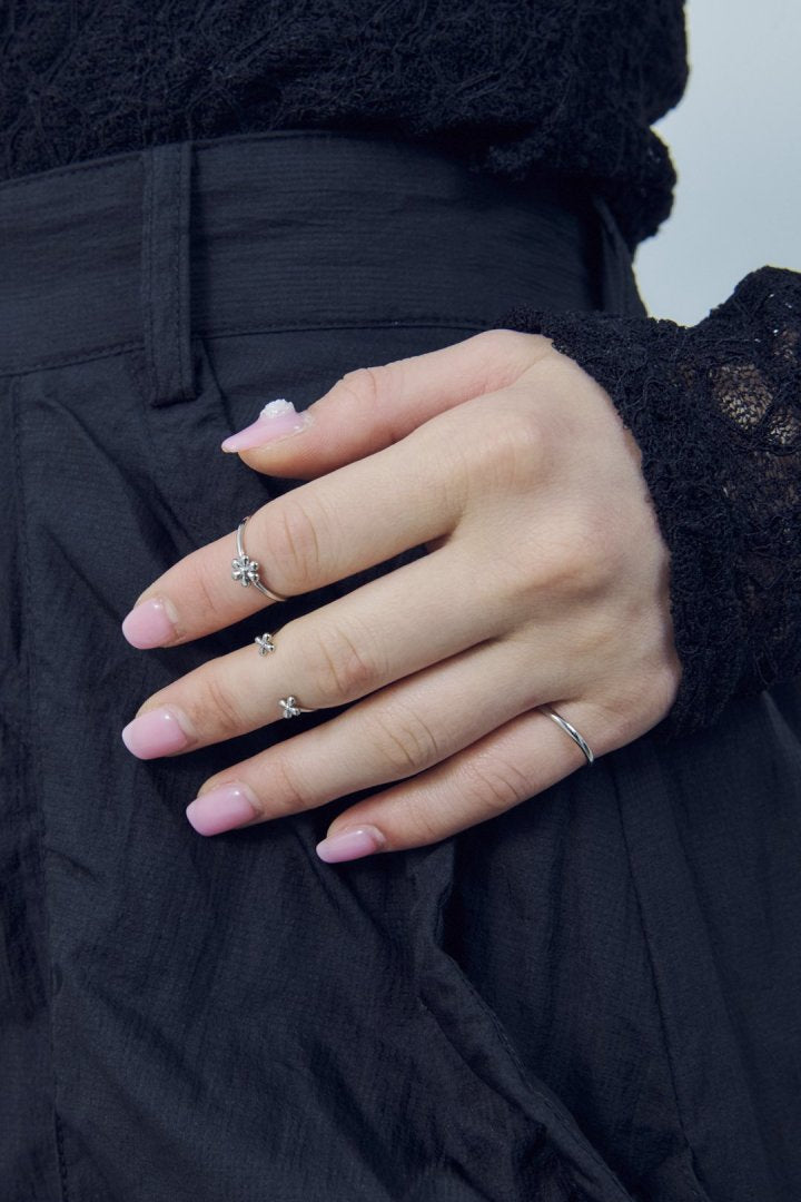 3PCS  プチ フラワー セット ピンキー リング