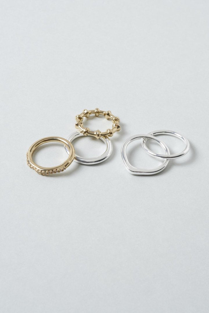 4PCS リップル ライン スタック セット リング