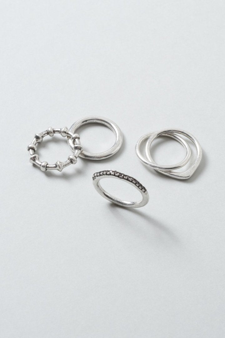 4PCS リップル ライン スタック セット リング