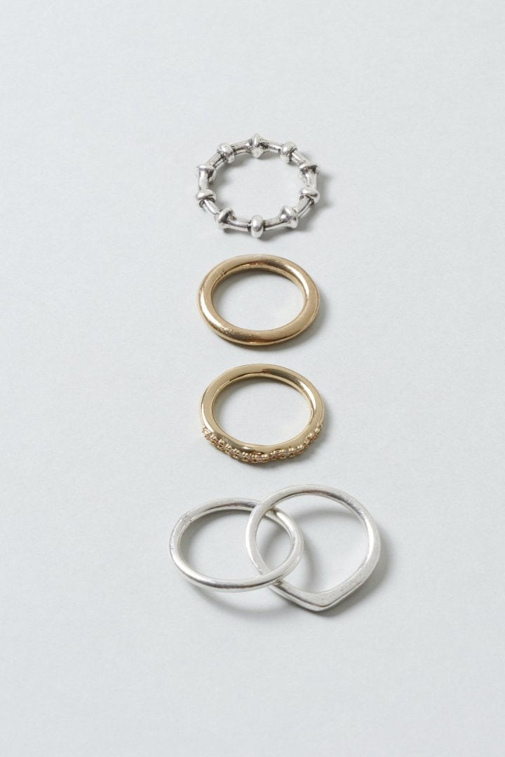 4PCS リップル ライン スタック セット リング